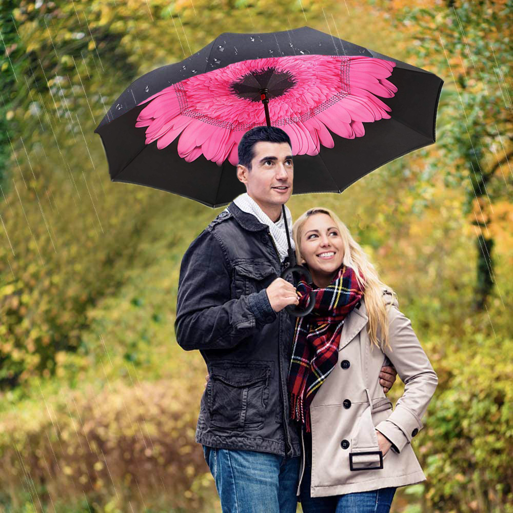 Deštník velký květ růžový