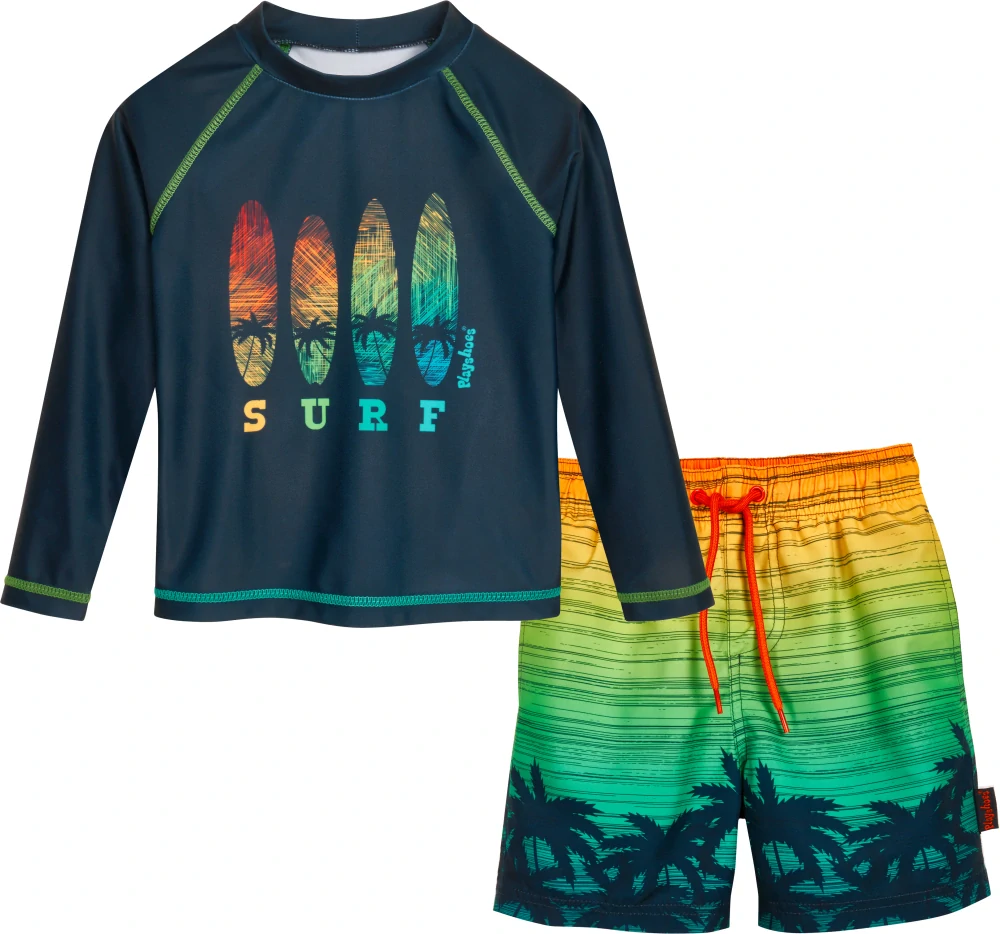 Playshoes Dvoudílné UV plavky komplet 50+ surf palm dlouhý rukáv